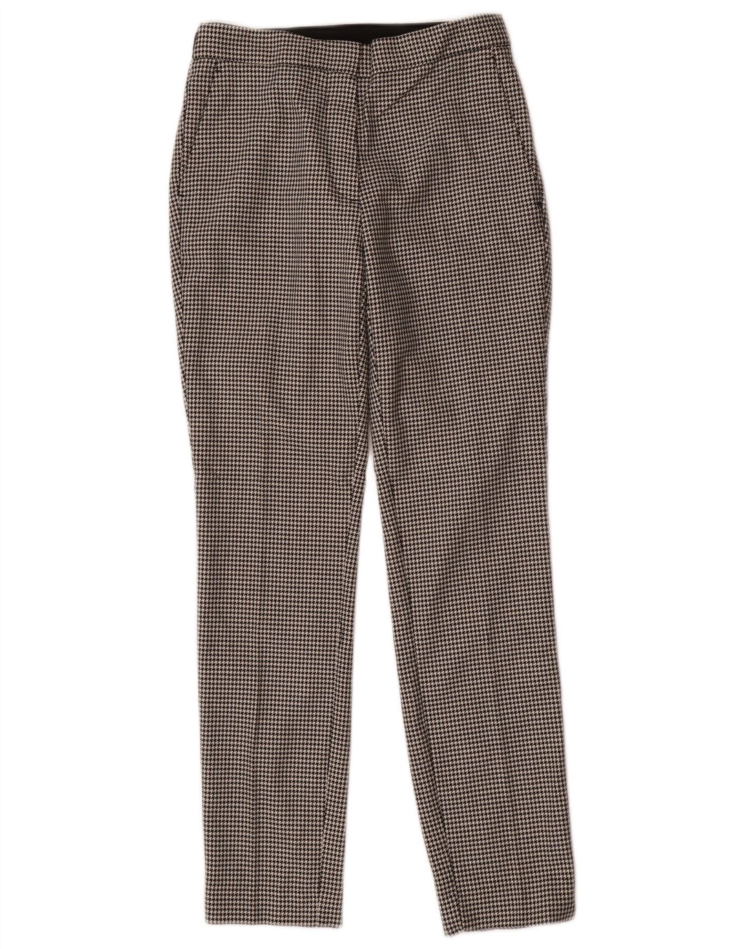 Pantaloni da abito slim da donna Zara XS W24 L27 poliestere pied de poule nero