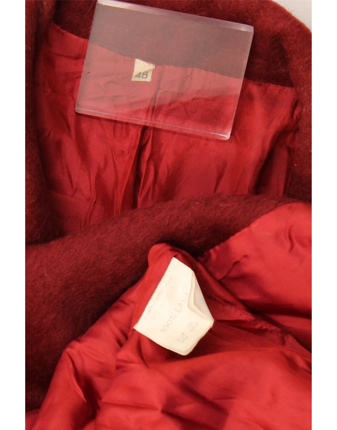 Cappotto Doppiopetto Donna VINTAGE IT 48 XL Lana Bordeaux