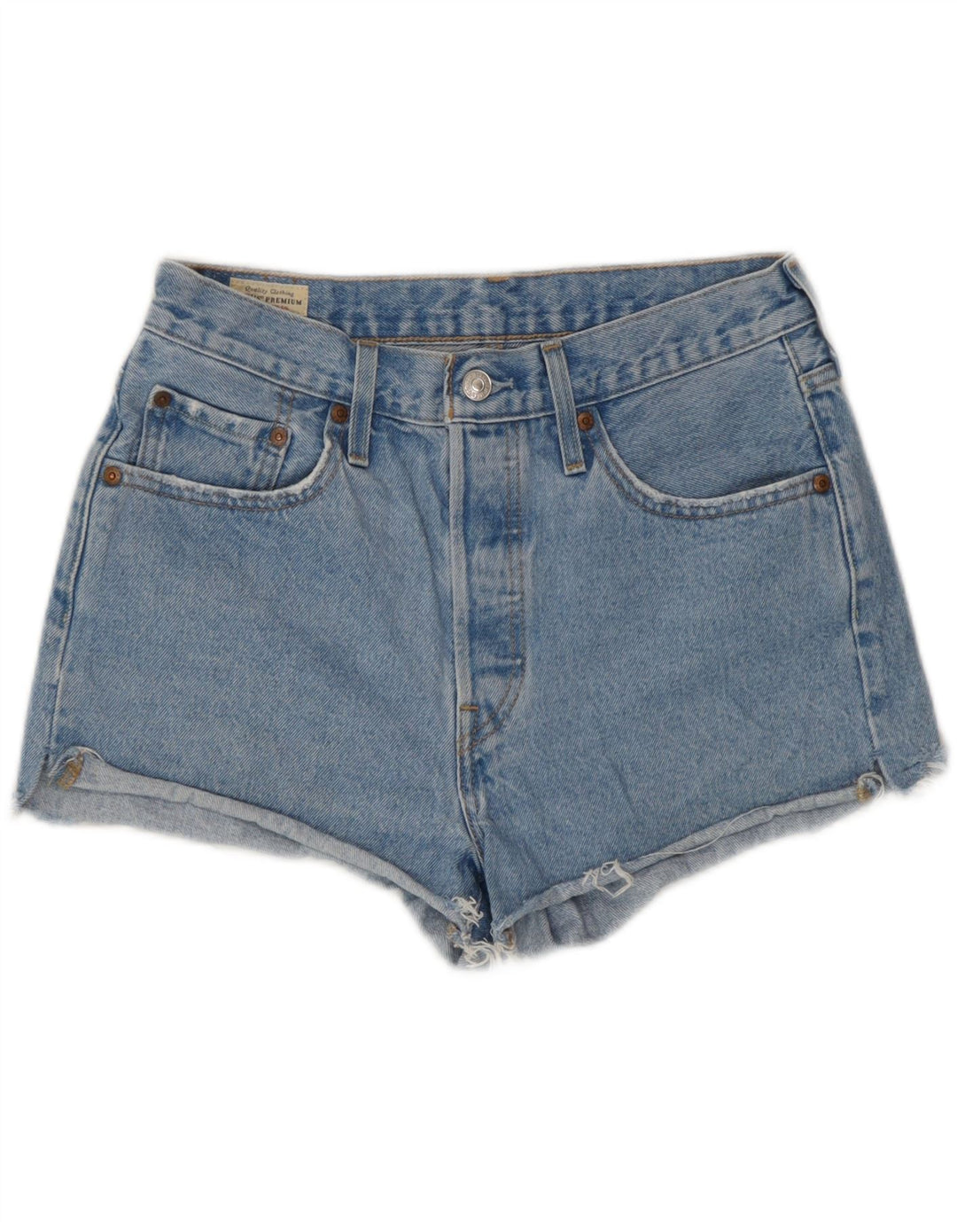 Pantaloncini di jeans a vita alta Levi's 501 da donna W28 cotone blu medio