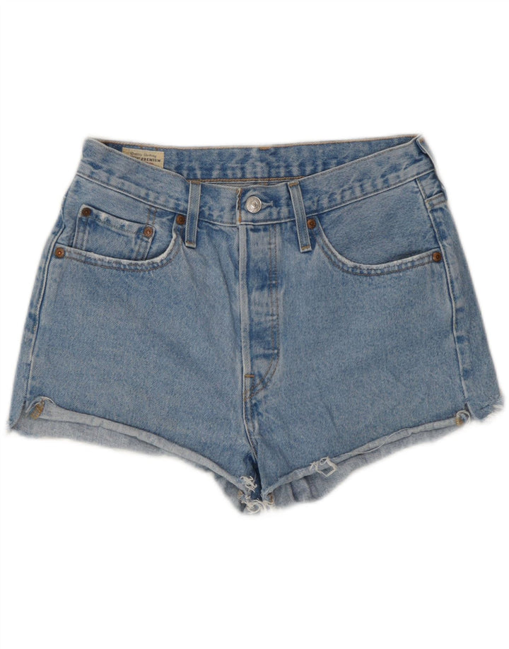 Pantaloncini di jeans a vita alta Levi's 501 da donna W28 cotone blu medio