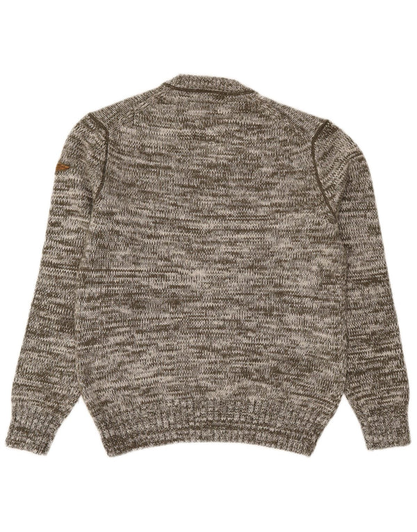 Aviazione Navale Mens V-Neck Jumper Sweater Medium Grey Flecked Wool