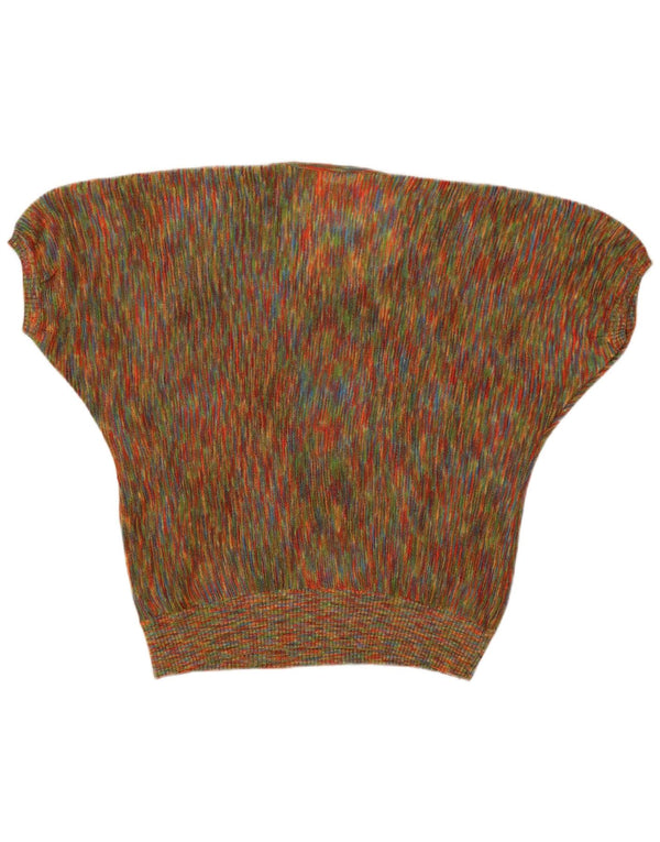 Top camicetta da donna vintage UK 12 medio multicolore chiazzato