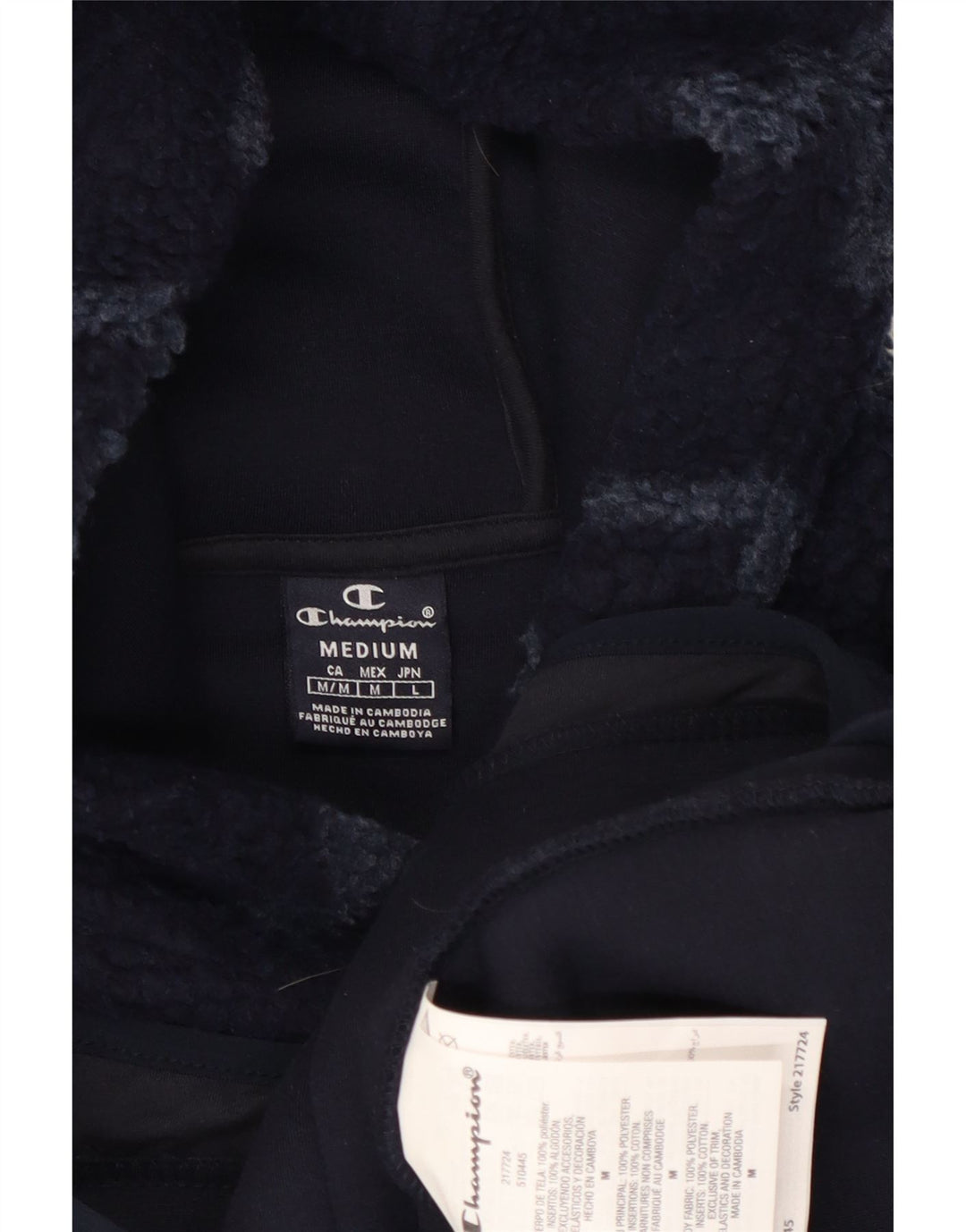 Maglione in pile con cappuccio grafico da uomo Champion medio poliestere blu navy
