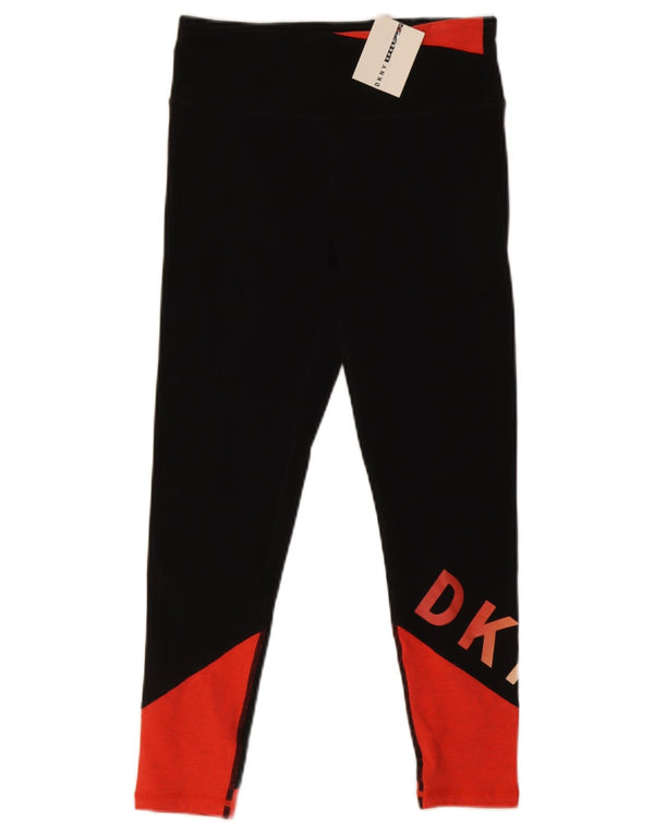 Leggings grafici da donna Dkny UK 8 piccoli in cotone color block nero