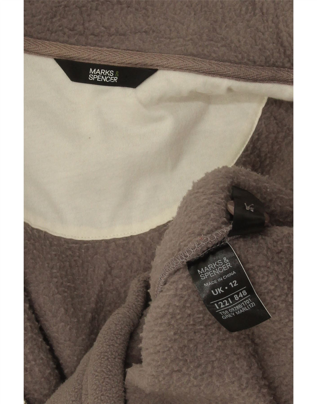 Giacca in pile oversize da donna Marks & Spencer UK 12 Poliestere grigio medio
