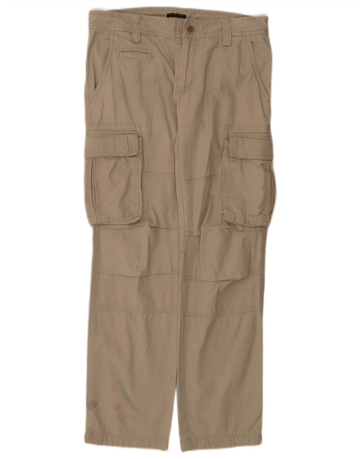 Pantaloni cargo dritti da donna Sisley IT 46 Large W32 L30 Cotone Beige