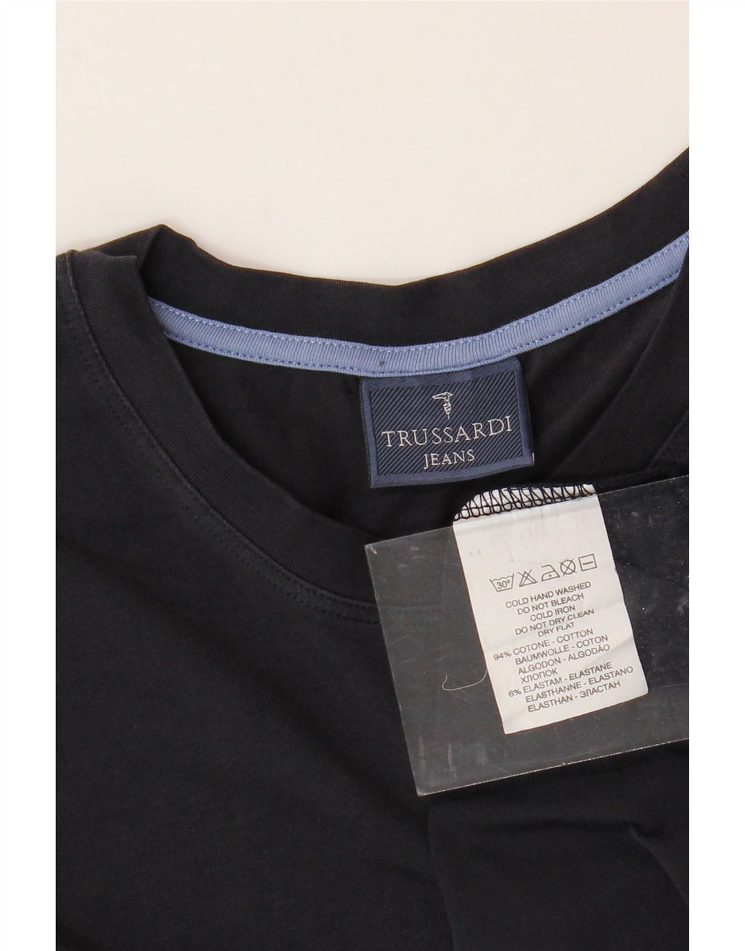 TRUSSARDI JEANS T-shirt Uomo Top Media Nera in Cotone