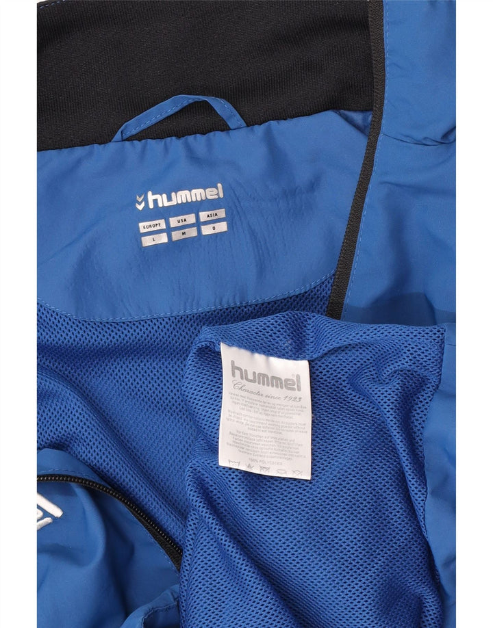 Giacca da tuta grafica da uomo Hummel in poliestere color block blu medio