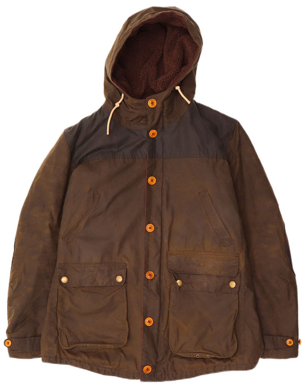 Giacca da uomo in cotone cerato con cappuccio Barbour UK 40 grande marrone