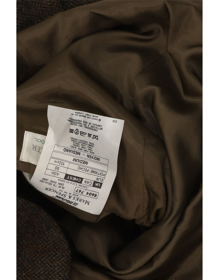 Giacca blazer a 2 bottoni da uomo Marks & Spencer UK 40 grande motivo kaki