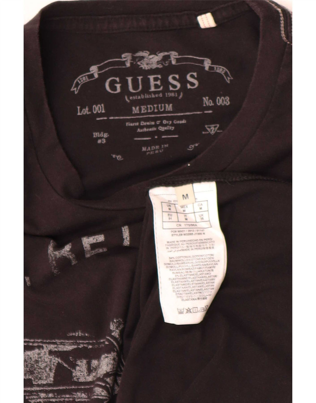 Guess T-shirt grafica regolare da uomo, top in cotone nero medio