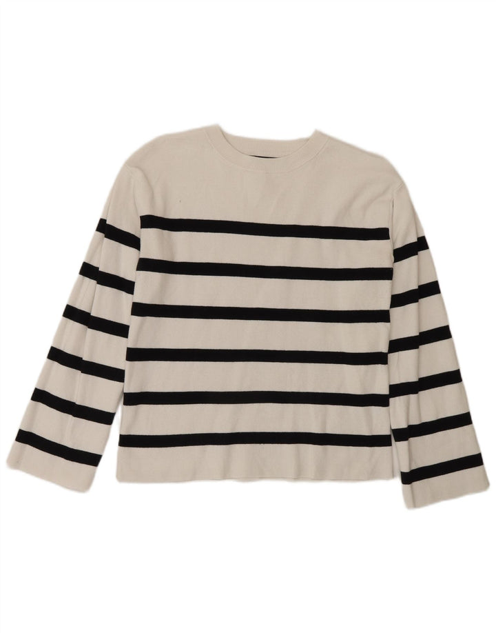 Camicetta regolare da donna Marks & Spencer Top UK 10 piccolo cotone a righe bianche