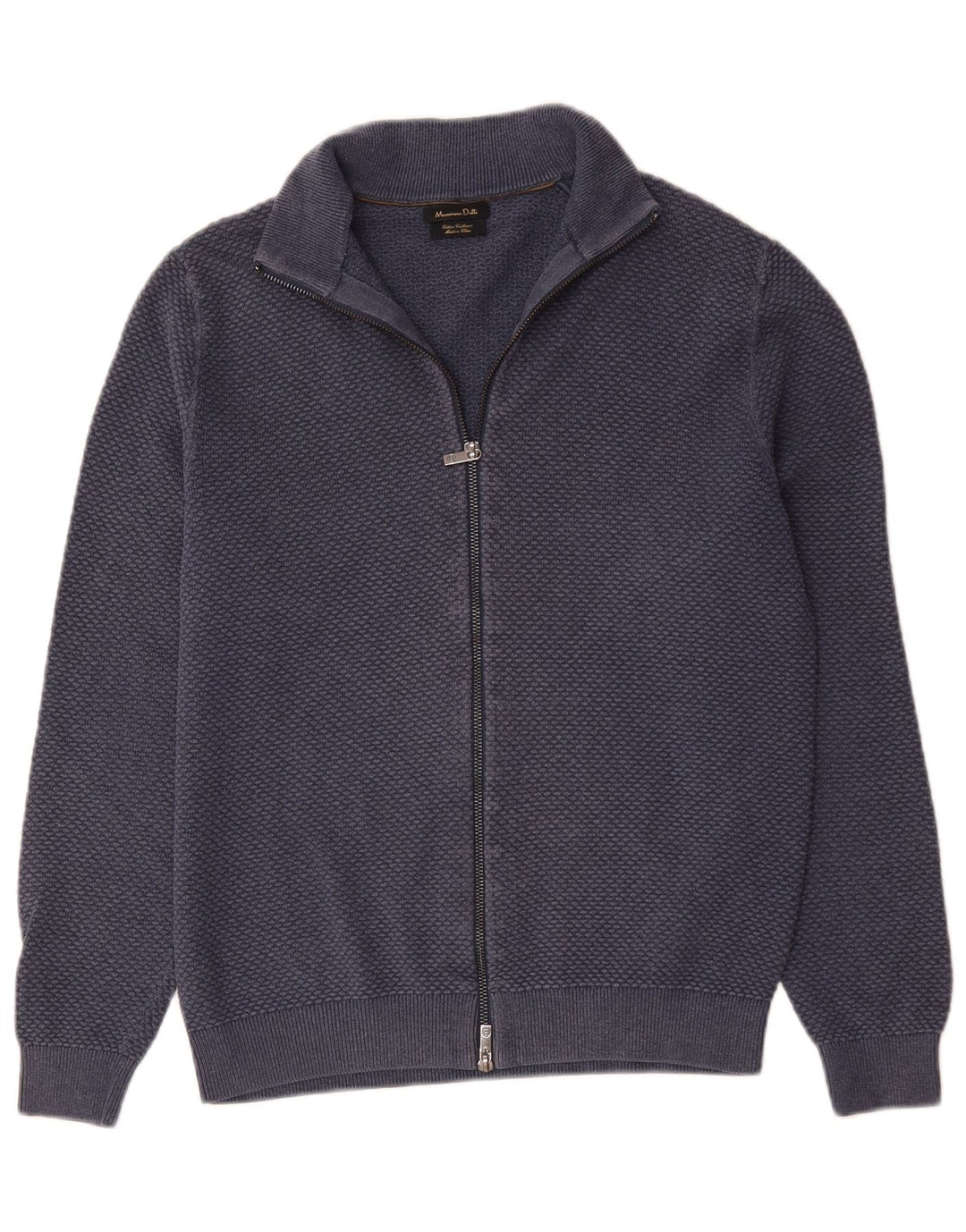 Massimo Dutti Maglione cardigan con zip intera da uomo piccolo in cotone blu navy