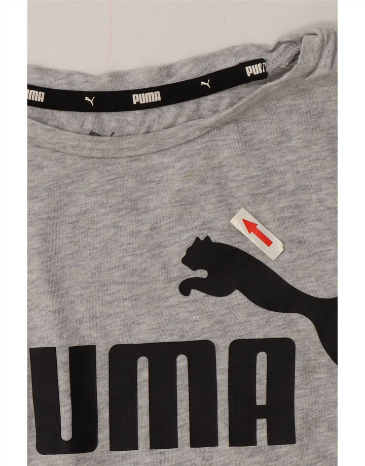 T-shirt grafica da donna Puma UK 14 cotone chiazzato grigio medio