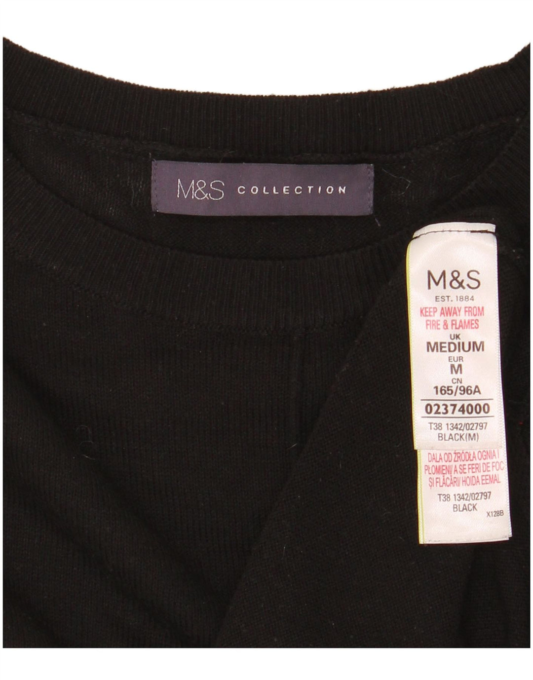 Maglione maglione girocollo da donna Marks & Spencer UK 14 medio nero
