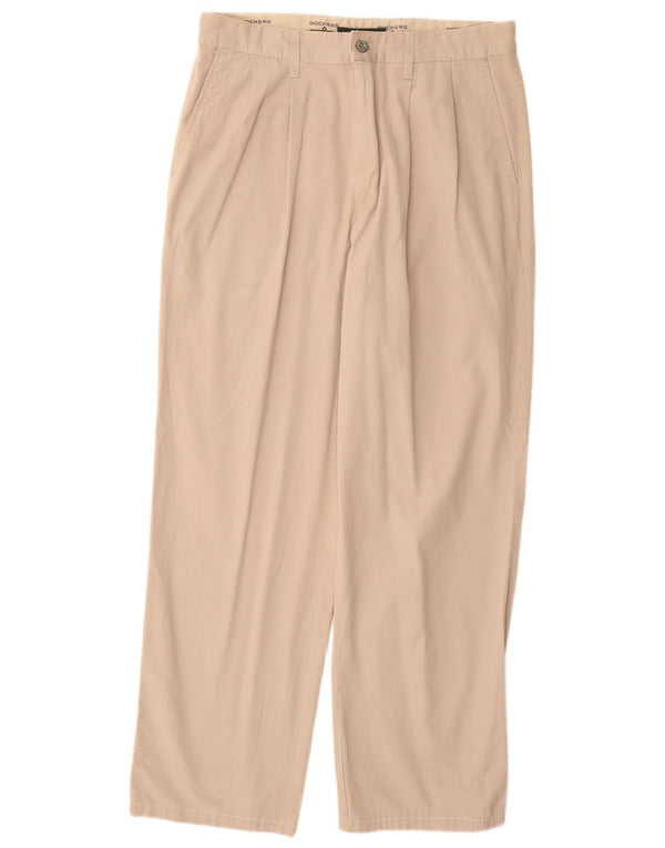DOCKERS Pantaloni chino con pegging da uomo W33 L30 in cotone beige