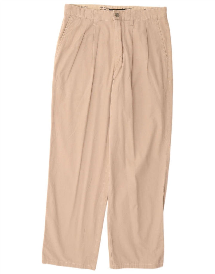 DOCKERS Pantaloni chino con pegging da uomo W33 L30 in cotone beige