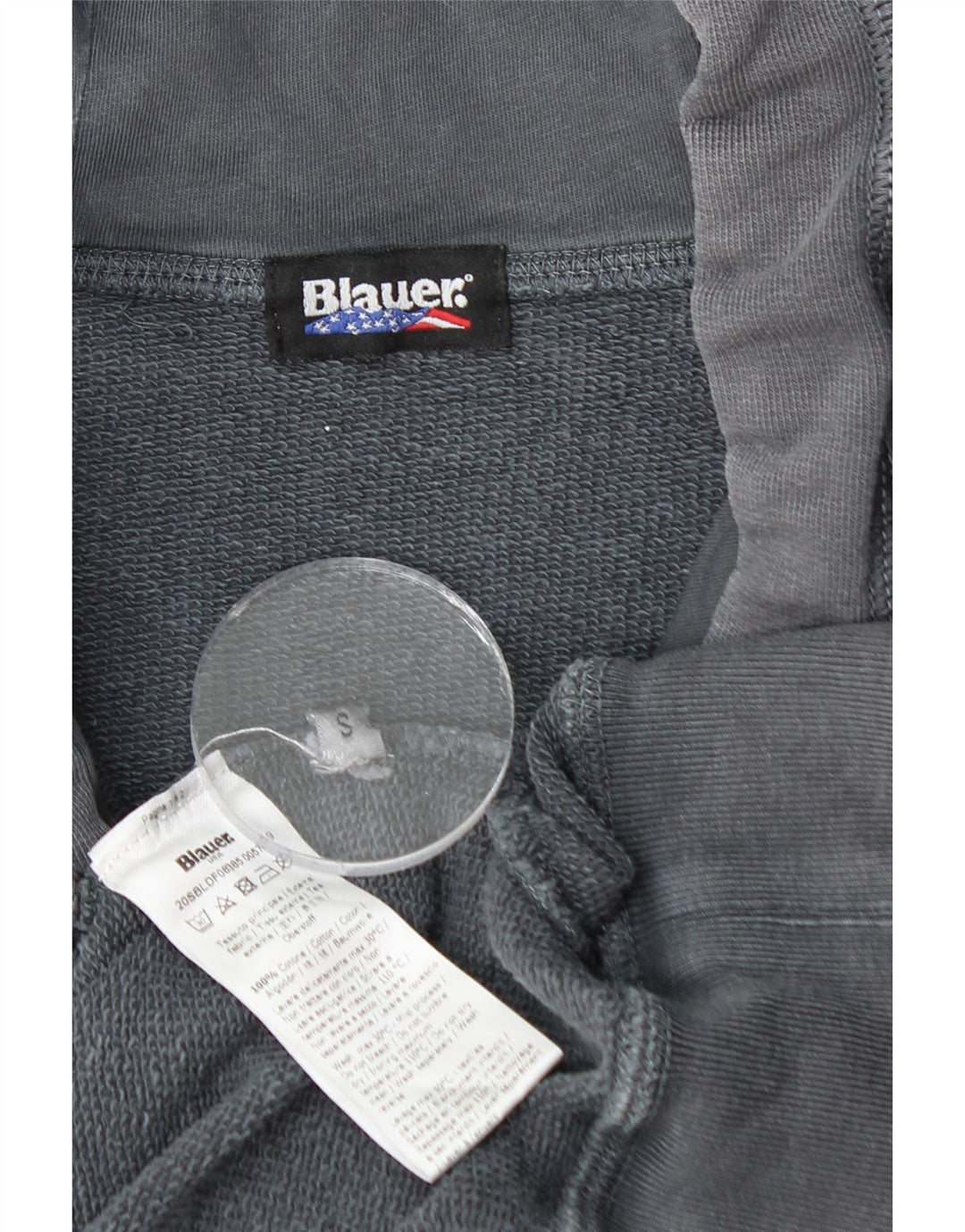 BLAUER Felpa con cappuccio da uomo piccola in cotone grigio
