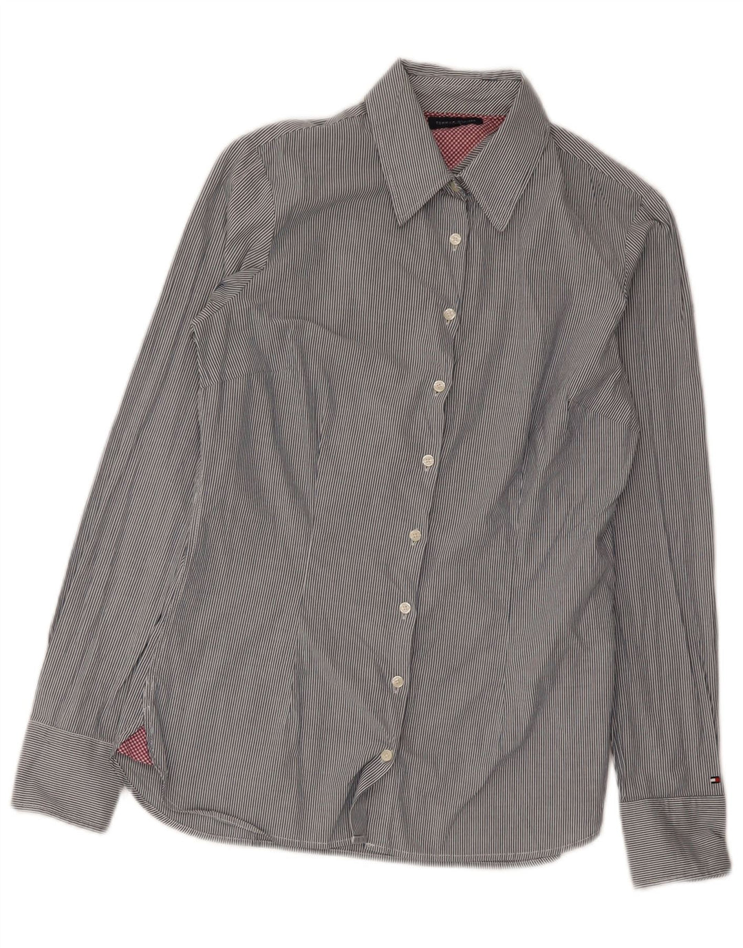 Camicia da donna Tommy Hilfiger US 6 cotone gessato grigio medio