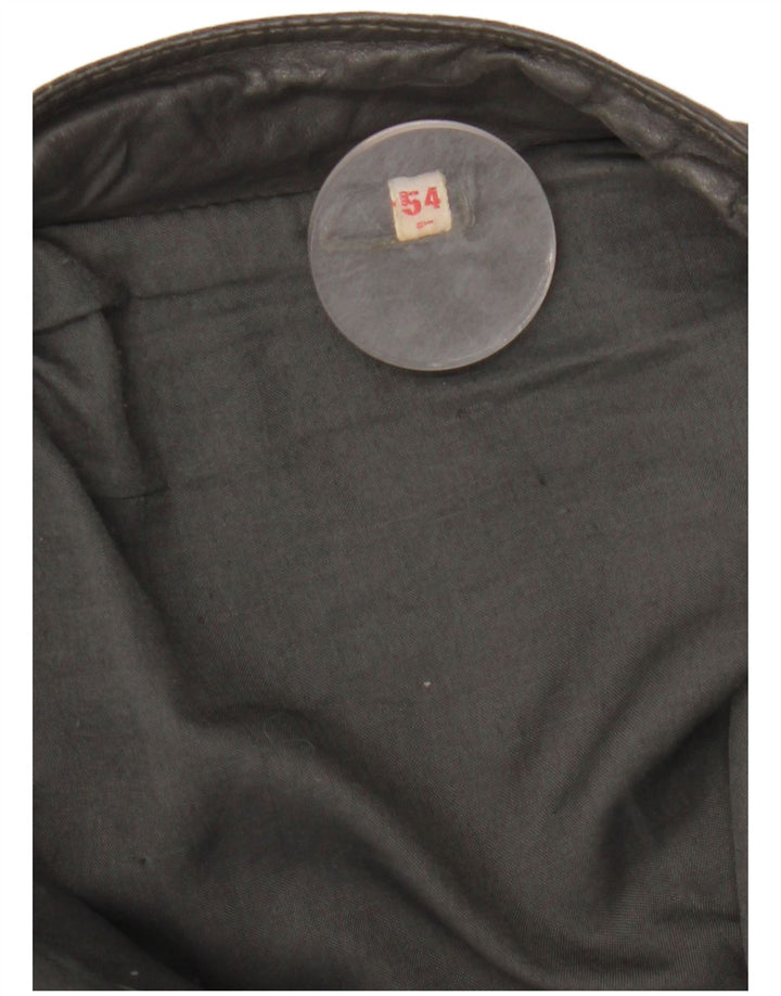 Giacca in pelle vintage da uomo IT 54 2XL Grigia