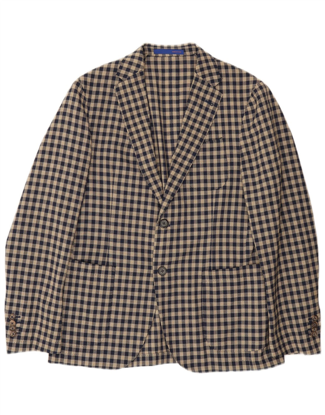 Giacca blazer da uomo a 2 bottoni Angelico IT 50 Large Beige Lana a quadretti