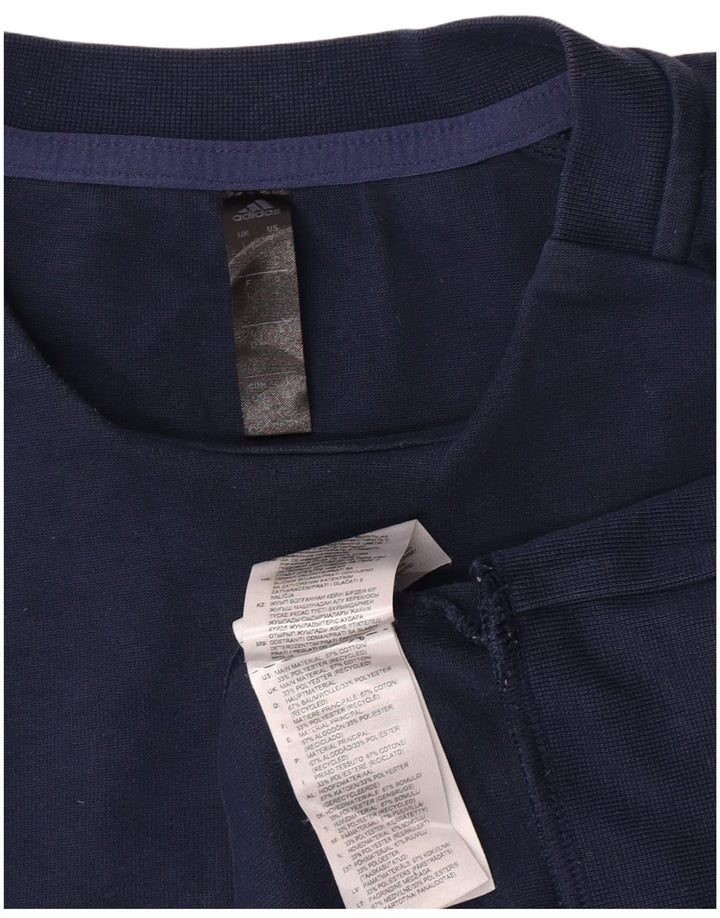 Felpa grafica da uomo Adidas Maglione grande in cotone blu navy