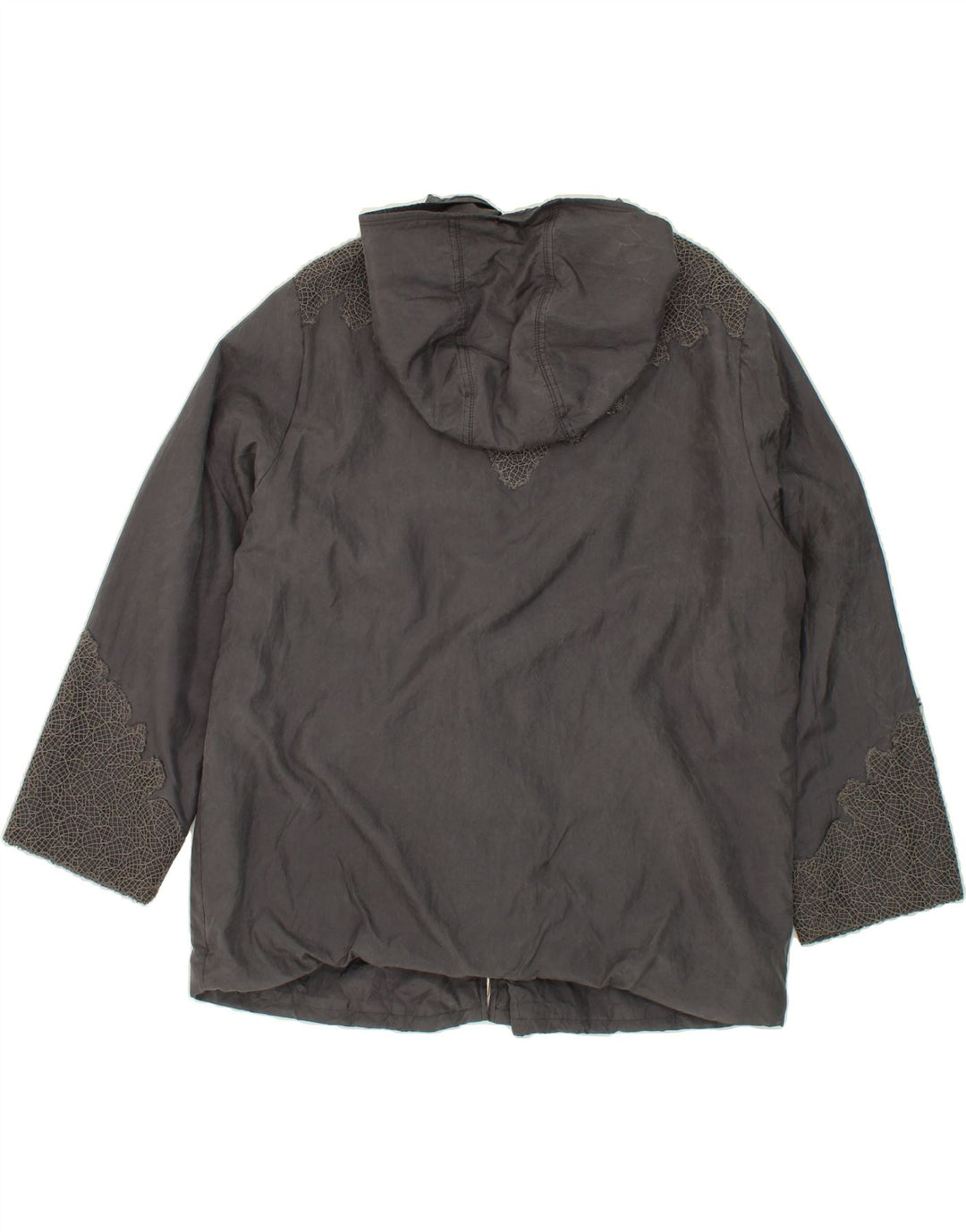 MARLY'S Womens Hooded Overcoat UK 20 2XL Black Silk Vintage Marly's and Second-Hand Marly's from Messina Hembry 