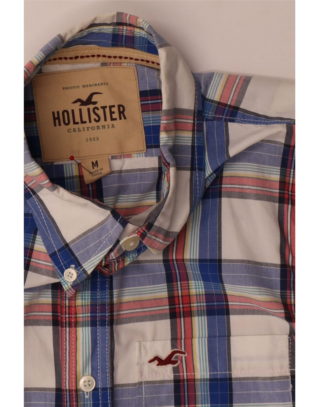 Camicia Hollister da uomo in cotone a quadri blu medio