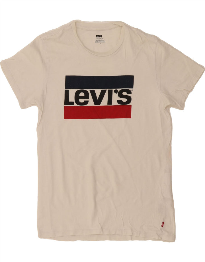 LEVI'S Mens Graphic T-Shirt Top Medium White Cotton Vintage Levi's and Second-Hand Levi's from Messina Hembry 