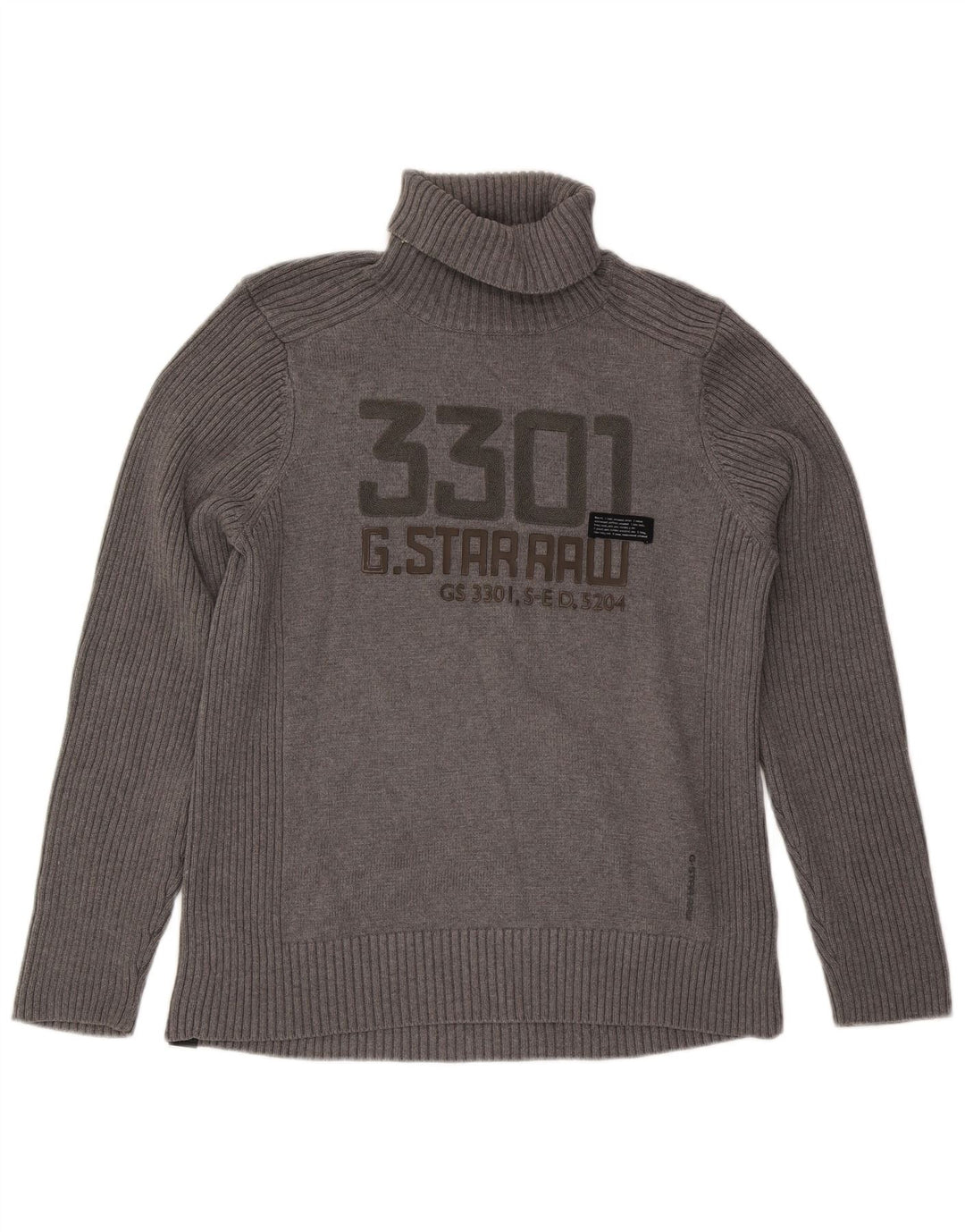 Maglione maglione con collo alto grafico da uomo G-Star XL in cotone grigio