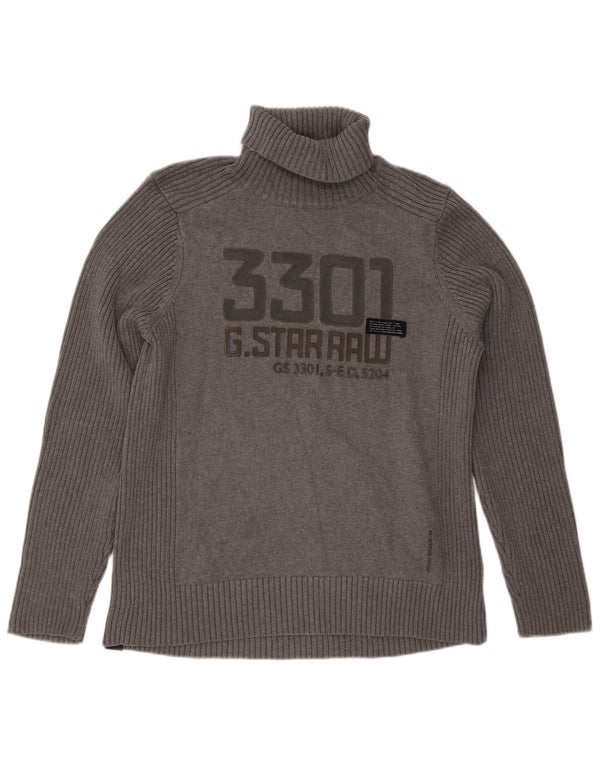 Maglione maglione con collo alto grafico da uomo G-Star XL in cotone grigio