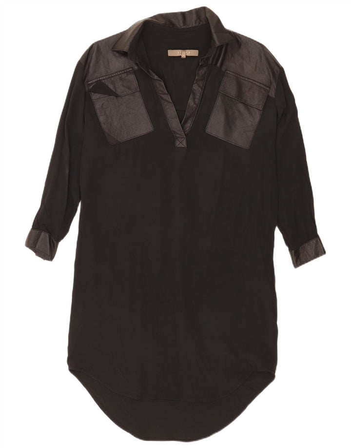 Abito a trapezio oversize vintage da donna UK 14 medio acetato nero