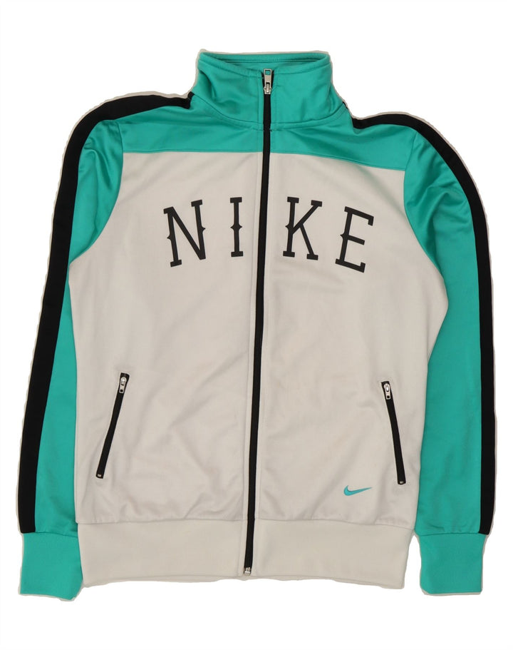 NIKE Womens Graphic Tracksuit Top Jacket UK 16 Large White Colourblock Vintage Nike and Second-Hand Nike from Messina Hembry 
