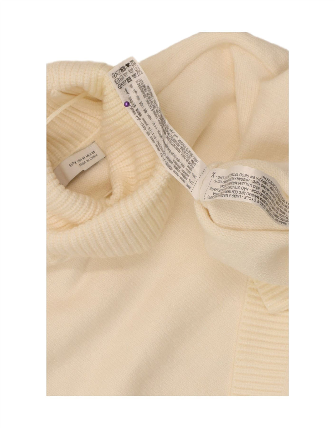Maglione corto da donna Zara con collo alto, UK 14, viscosa bianco sporco medio