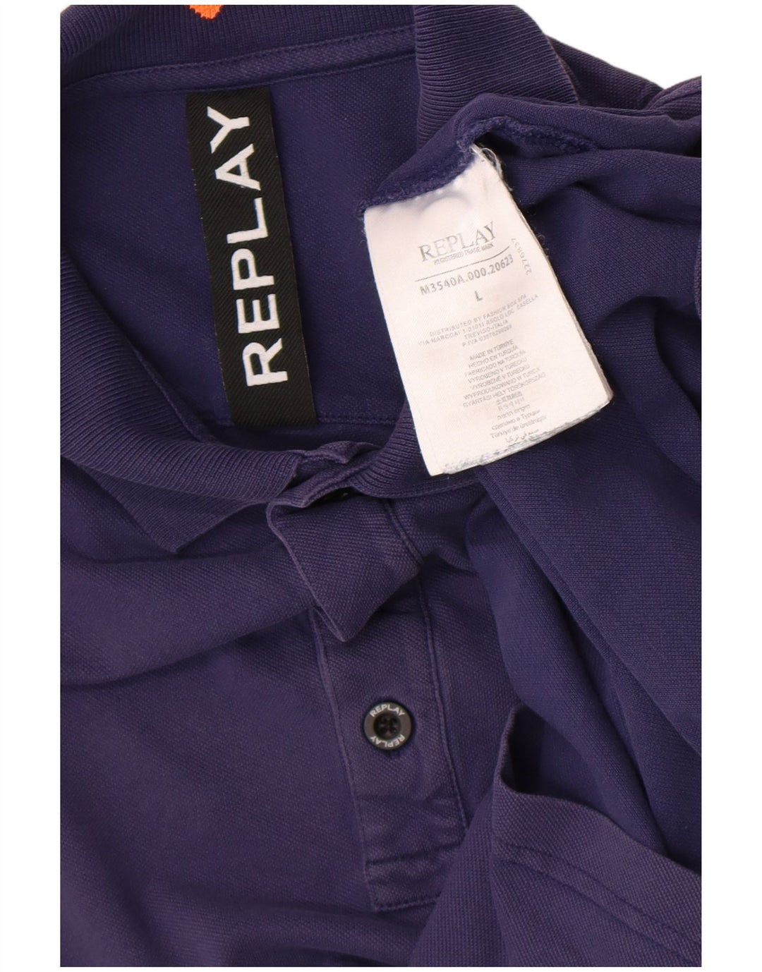 Polo da uomo Replay Large in cotone blu navy