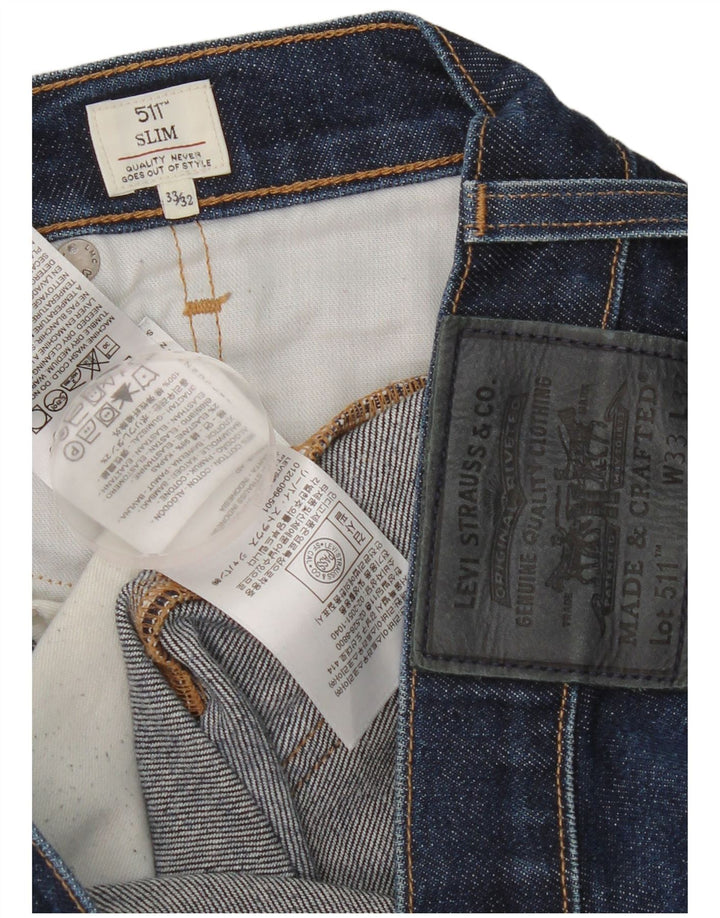 Levi's Uomo 511 Slim Jeans W33 L32 Cotone Blu