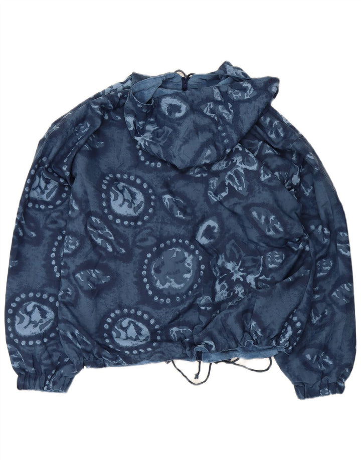 Giacca reversibile grafica da uomo vintage vestibilità ampia UK 38 blu medio floreale