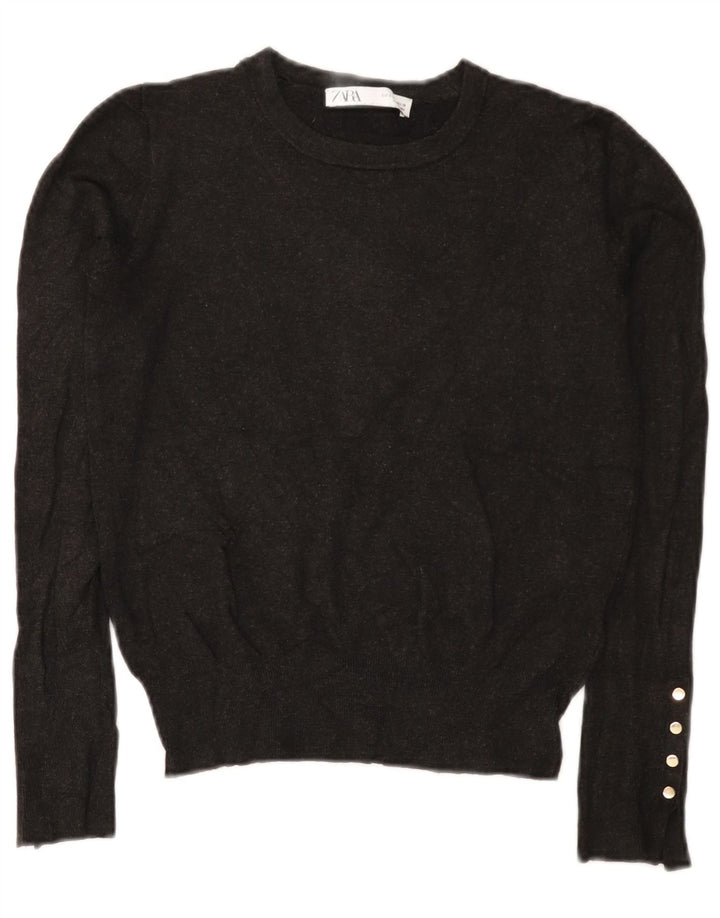Maglione maglione con scollo a barca da donna Zara UK 10 piccolo grigio