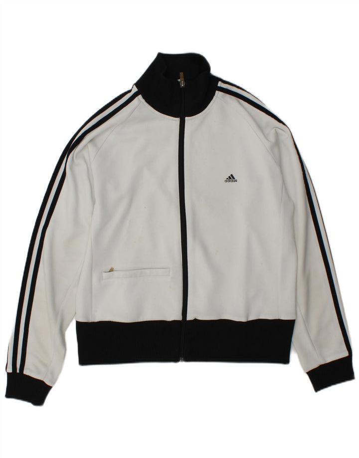 Giacca da tuta da donna Adidas UK 18 XL Poliestere color block bianco