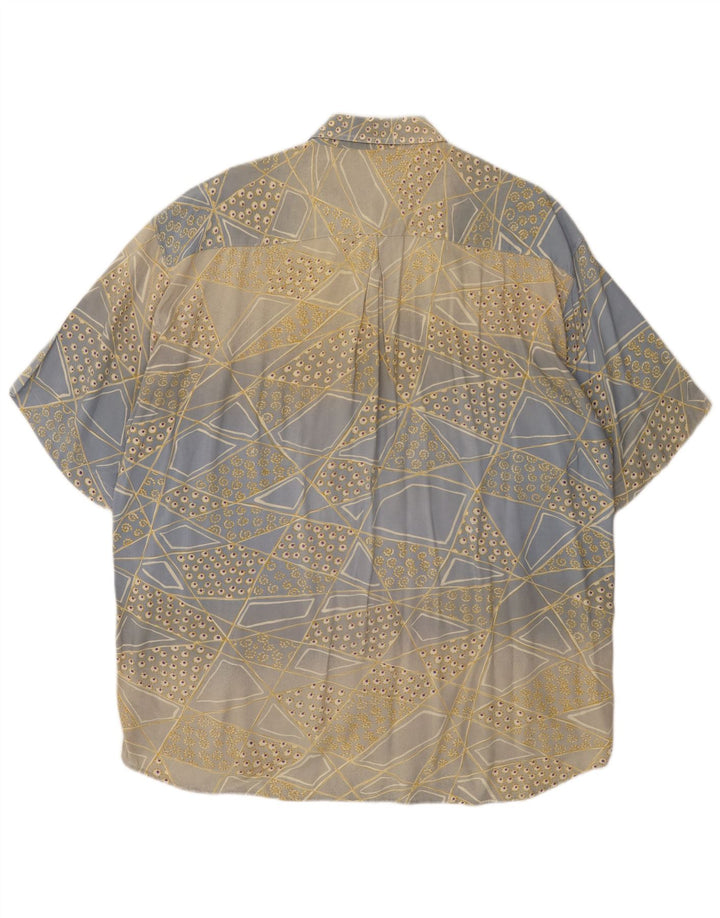 MAC FASHION Camicia da uomo a maniche corte grande blu geometrica