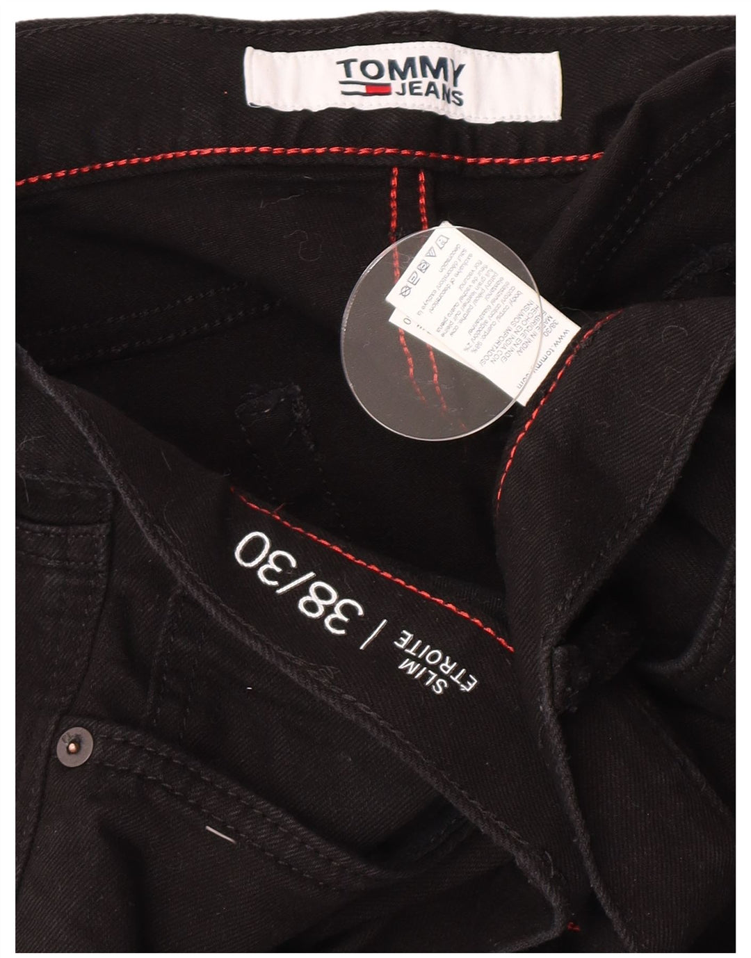 Jeans slim da uomo Tommy Hilfiger W38 L30 cotone nero