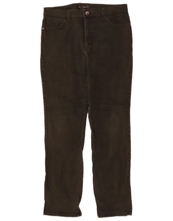 LEE Womens Straight Relaxed Fit Casual Trousers W30 L30 Khaki Cotton