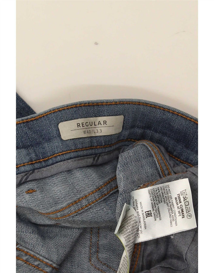 Jeans dritti vestibilità regolare da uomo Marks & Spencer W40 L33 cotone blu