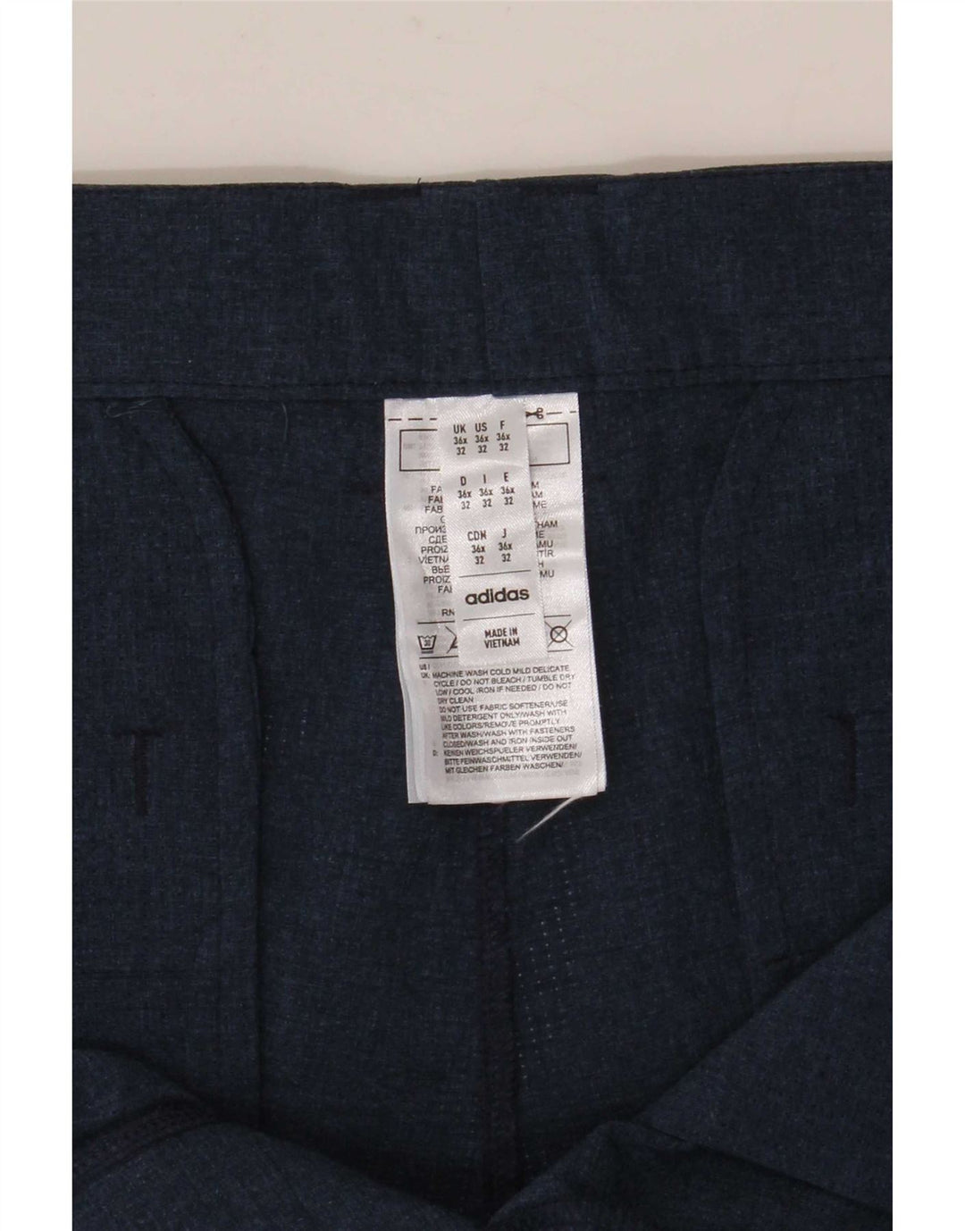 Pantaloni chino dritti da uomo Adidas W36 L28 poliestere blu navy