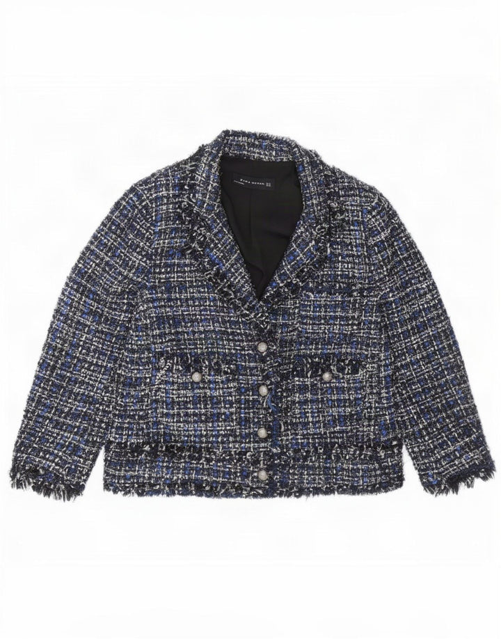 Giacca blazer a 4 bottoni da donna Zara UK 12 blu medio screziato
