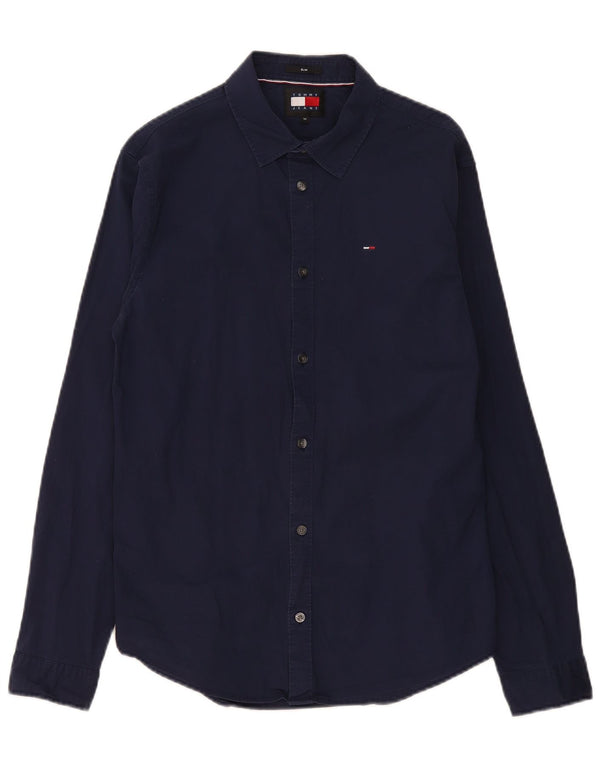 Camicia slim fit da uomo Tommy Hilfiger cotone medio blu navy