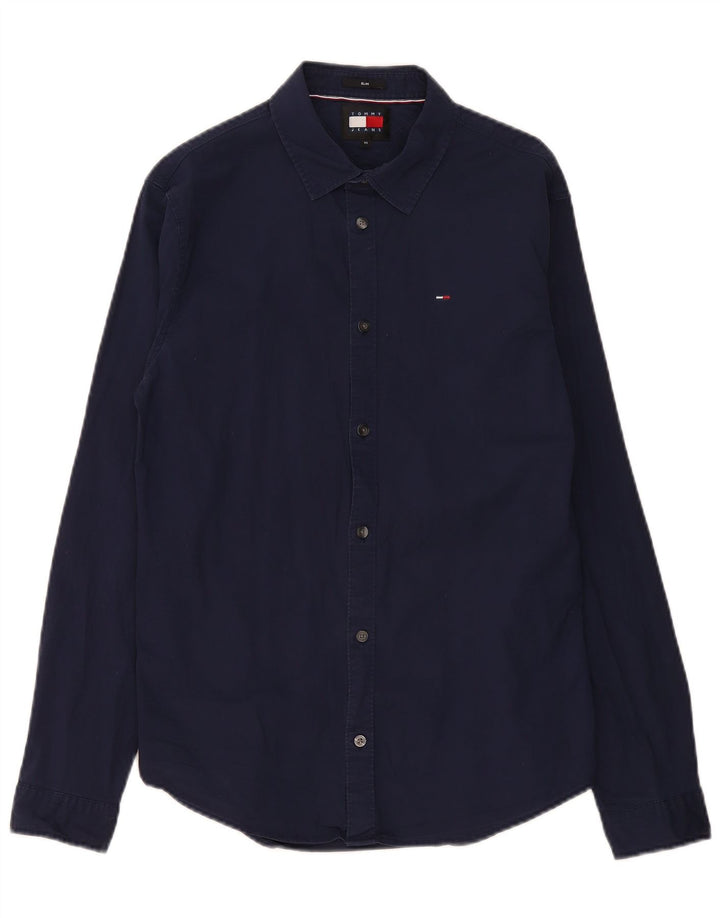 Camicia slim fit da uomo Tommy Hilfiger cotone medio blu navy