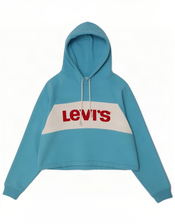 Levi's Donna Crop Graphic Felpa con cappuccio Felpa UK 16 Large Blu Colourblock