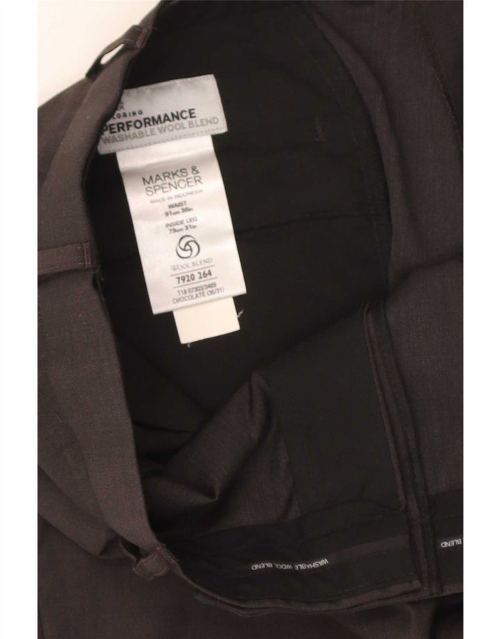 Pantaloni da abito dritti da uomo Marks & Spencer W36 L31 lana grigia
