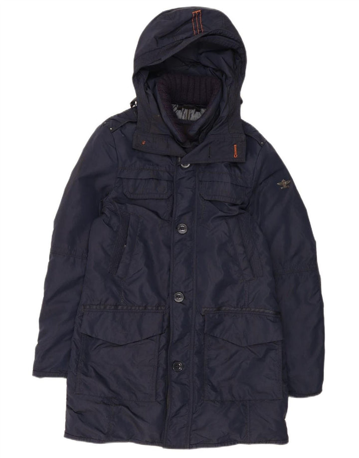 Cappotto imbottito con cappuccio da uomo Dekker UK 36 Small Blu Navy in poliammide